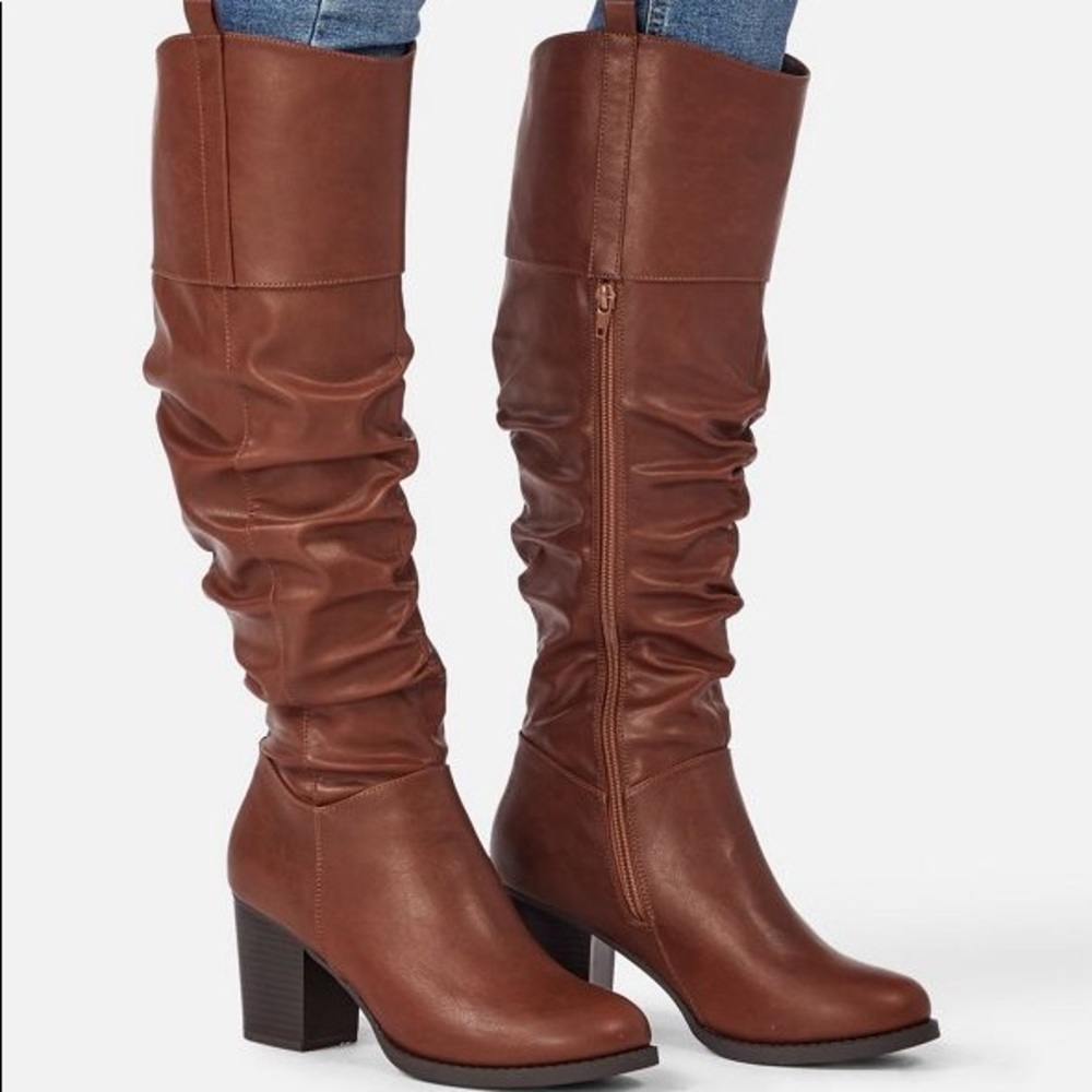 Slouchy Brown Leather Boots